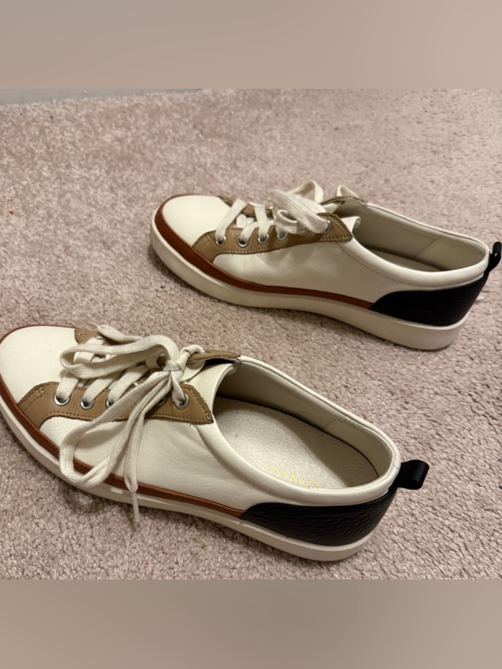 Vionic Low-Top Sneakers in Cream, Brown & Black